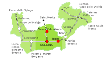 La provincia di Sondrio con evidenziata la zona in cui, prevalentemente, operiamo